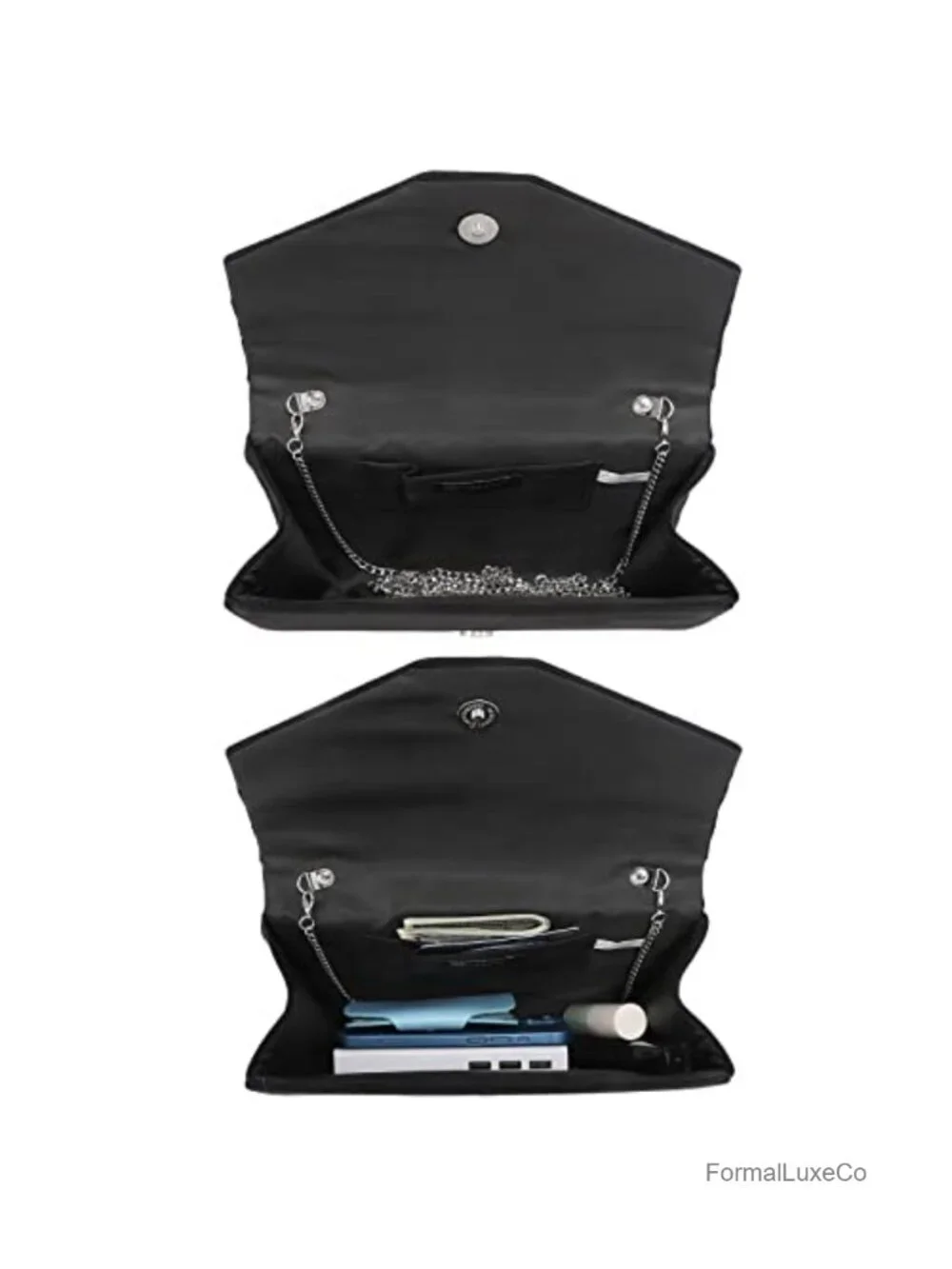 Velvet Evening Clutch with Chain Strap Magnetic Snap Closure